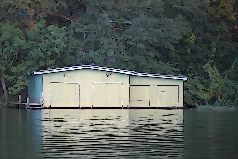 Four boat garage at dusk!